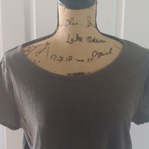 Olive Split Tie Sleeve T-shirt Size M